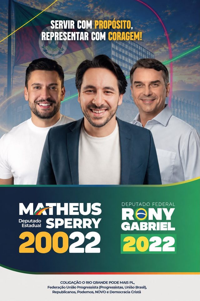 Santinho da campanha de Matheus Sperry